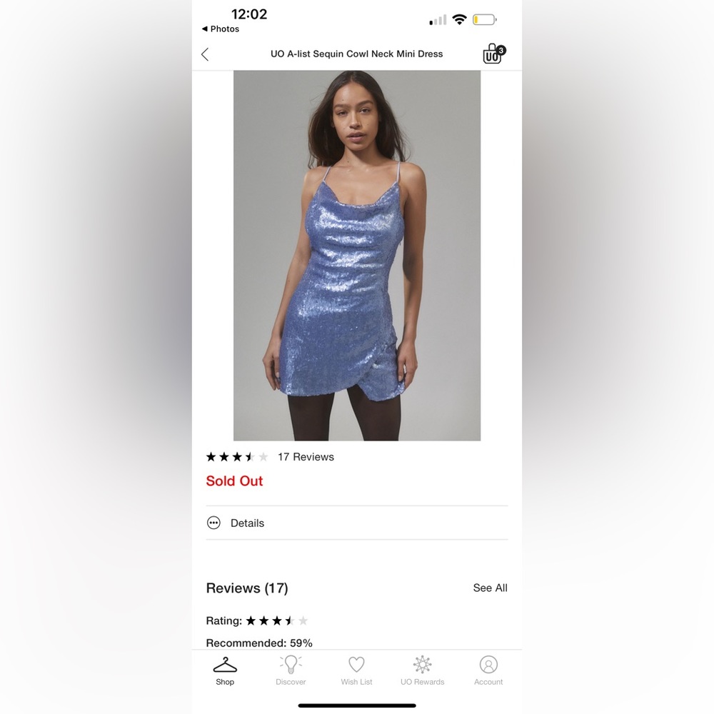 NEW Purple sequin mini dress by Urban Outfitters